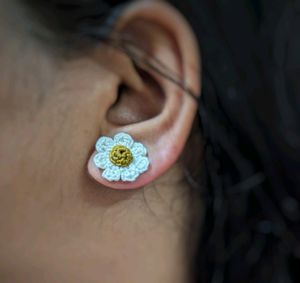 Crochet Handmade Flower Stud Earrings