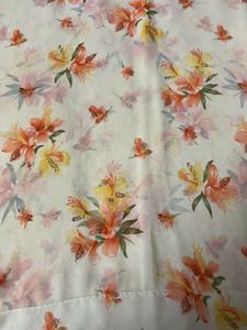 cream colour flowers print saree