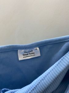 Blue Ruffle Crop Top
