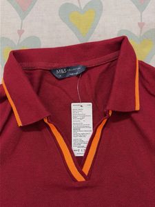 M&amp;S Burgundy Polo T-Shirt