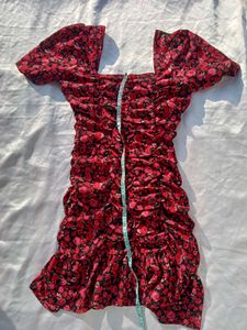 Brand New (Urbanic)Red Floral Gathered Sheath Dres