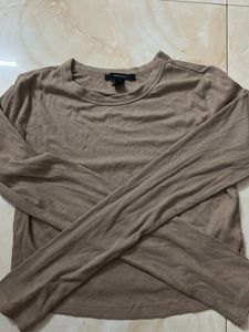 Forever 21 Ribbed Brown Crop Top