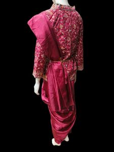 Burgundy Embroidered Saree with Jacket