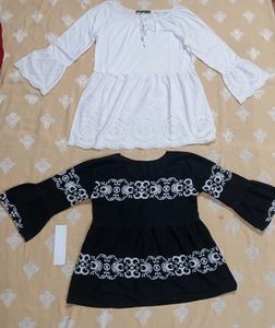 2 Combo Embroidered Bell Sleeve Tunics - Set of C