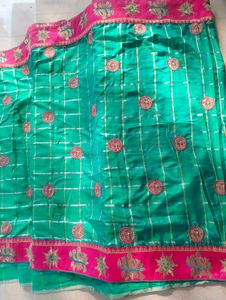 Elegant Green &amp; Pink Saree