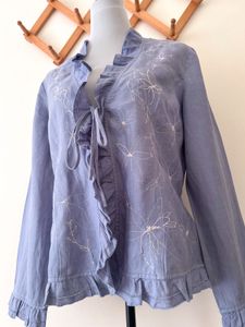 FLORAL EMBROIDERY LINEN SHRUG