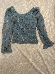Vintage Blue Florals Smocked Top🌟