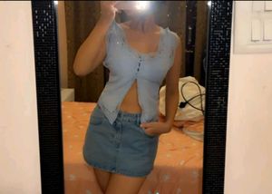 Cute Blue Cropped Tank Top