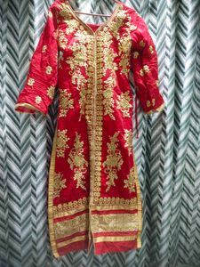 Red Chudidar With Kurti And Dupatta