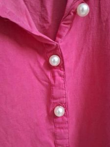 Hot Pink Pearl Button Down Shirt