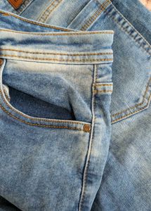 faded blue Flared Denim Jeans