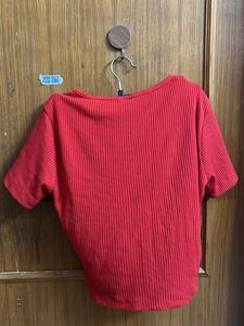 Red Ribbed Crop Top