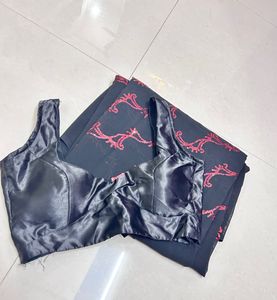 Sexy Black Sequins Saree With Readymade Blause
