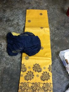 Yellow Floral Print Unstitched Salwar Kameez Fabri