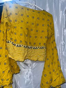 Boho Yellow Embroidered Top