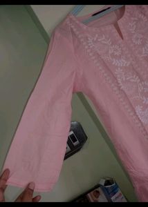 Peach Colour Embroidery Kurti