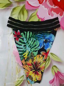 (1047]Floral Print Bikini Bottoms