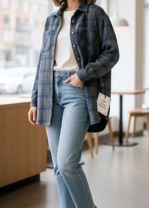 Oversized Plaid long Shirt - Shaket