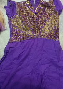 Purple Embroidered Anarkali Dress