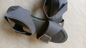Gray Buckle Sandals