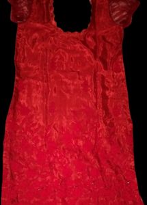 RED EMBROIDERED KURTA