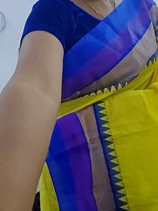 Elegant Yellow &amp; Blue Saree