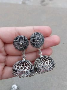 Silver Jhumka Earrings