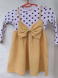 Polka Dot & Bow Detail Baby Dress