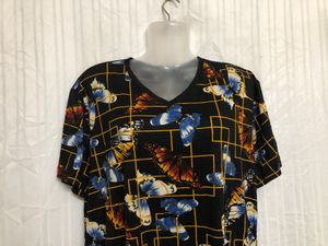 Black Printed Short Sleeve Tops