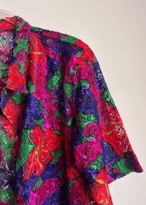 Colorful Floral Lace Top