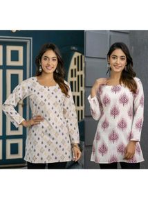 Printed Cotton Tunic Set Of 2
