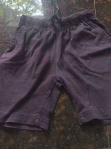 Purple Elastic Waist Shorts