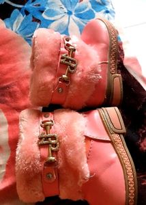 Pink Faux Fur Ankle Boots
