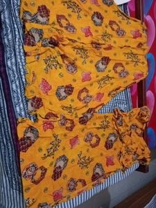 Skirt Plazzo  With Kurti Bell Sleeves