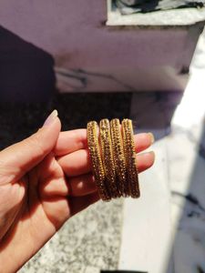 Partywear Bangles, Golden Shine Beads