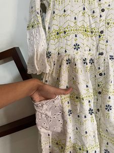 Cream A Line Kurti