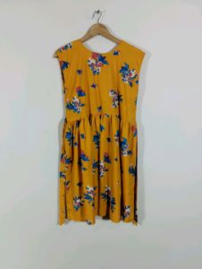 Mustard Yellow Printed Casual Dress (Women)