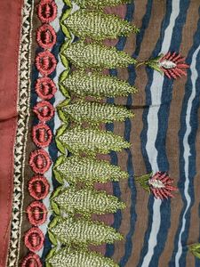 Blue Embroidered Kurti with Dupatta