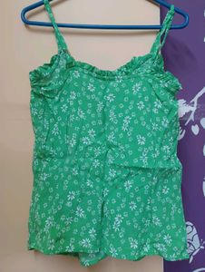 Green Floral Tank Top