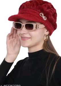 Red Beret Hat with Bow