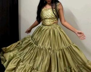 Mirror Work Blouse With Flared skirt