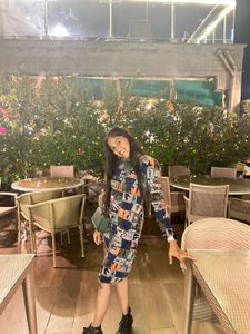 Graphic Print Long Sleeve Dress