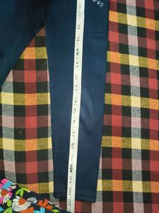 Navy Blue And Black Warm Leggings For Kids