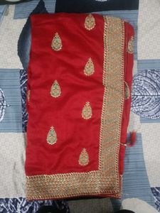Red Saree Embroidered Heavy Work