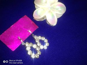 Sparkly Silver Heart Dangle Earrings