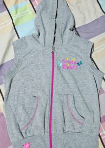 Gray Sleeveless Zip-Up Hoodie