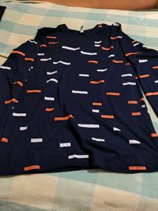 Navy Geometric Print Top