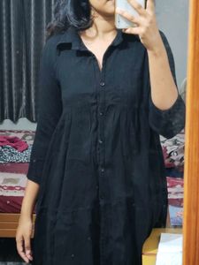 Black Button-Down Shirt Dress