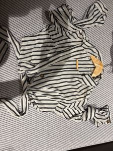 Striped Tie-Front Blouse