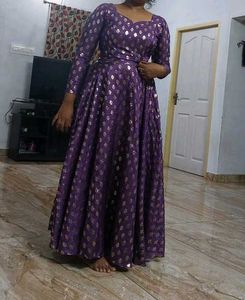 Purple &amp; Gold Flared Skirt &amp; Princecut Blouse